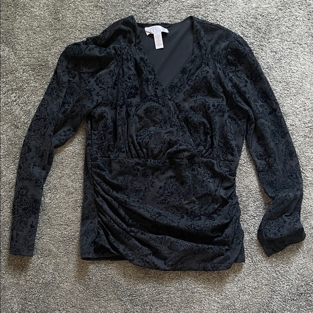 Nine & Co. Black Patterned Women's Blouse